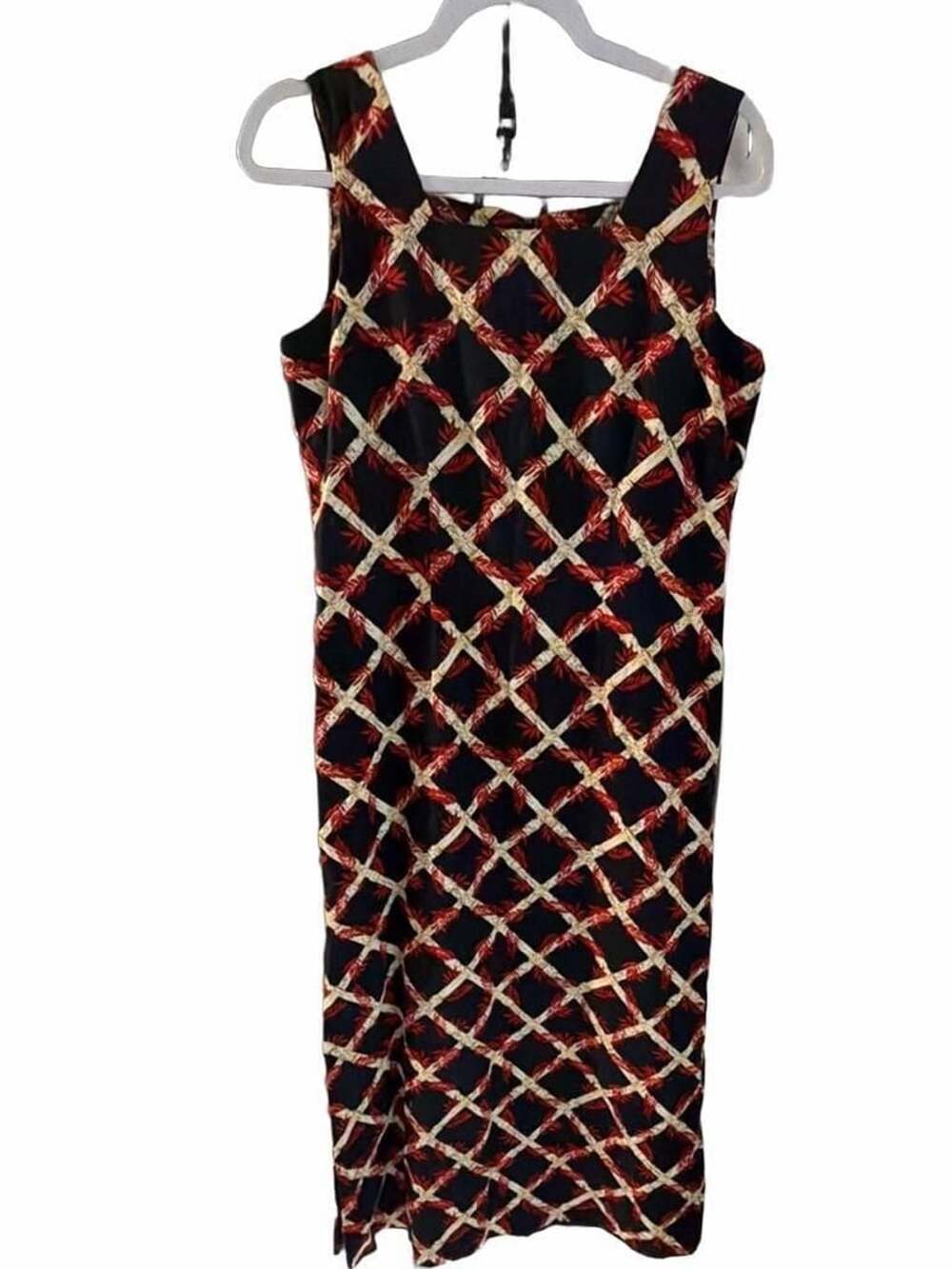 Main Line by Eagle's Eye Black Red Leaf Trellis Lattice Dress Size 6